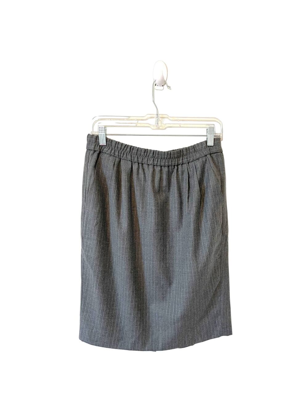 J. Crew Pinstripe Elastic Waist Suit Business Wool Knee Length Skirt Gray 6
